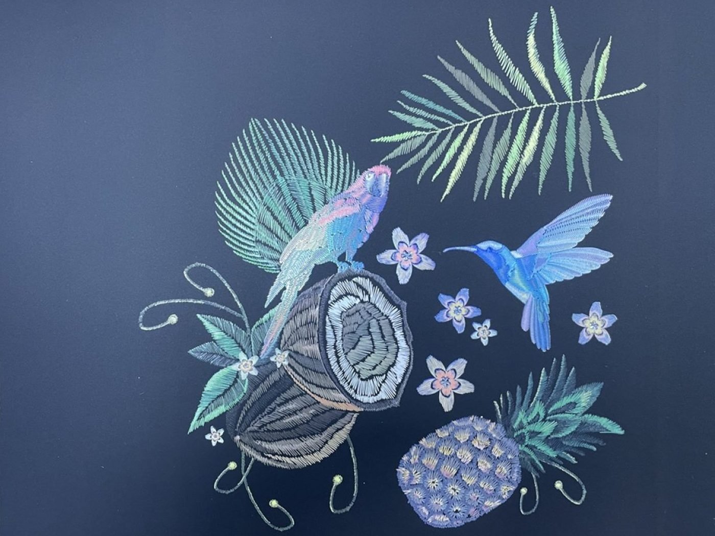 Tropical bird cold-foil sample