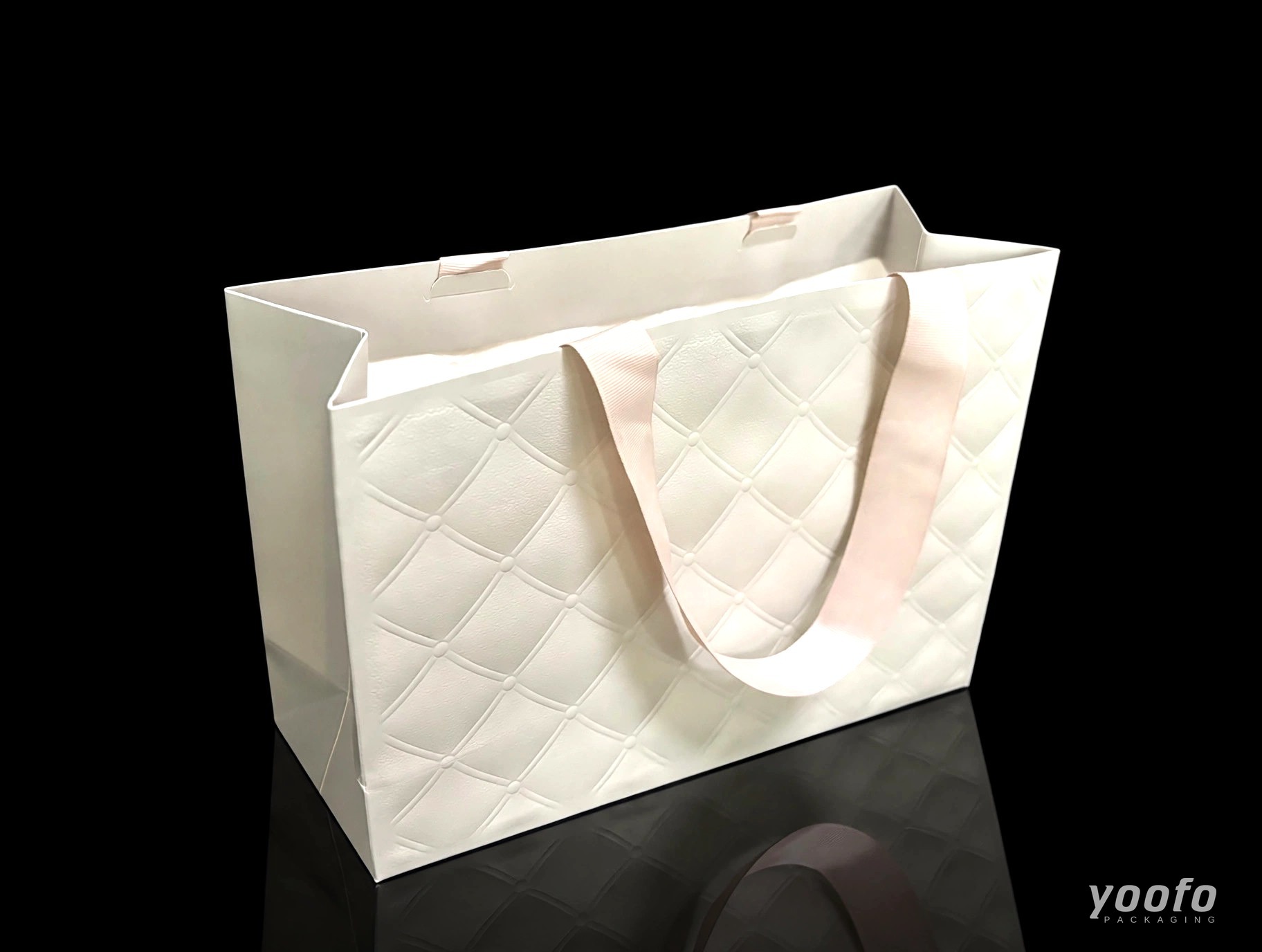 Diamond-Quilted Waistline-Free Paper Shopping Bag - 6