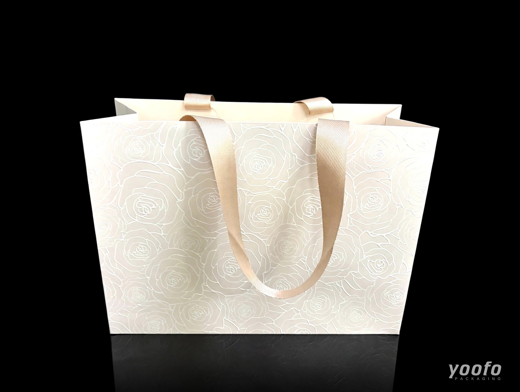 Rose Embossed Waistline-Free Paper Shopping Bag - 2