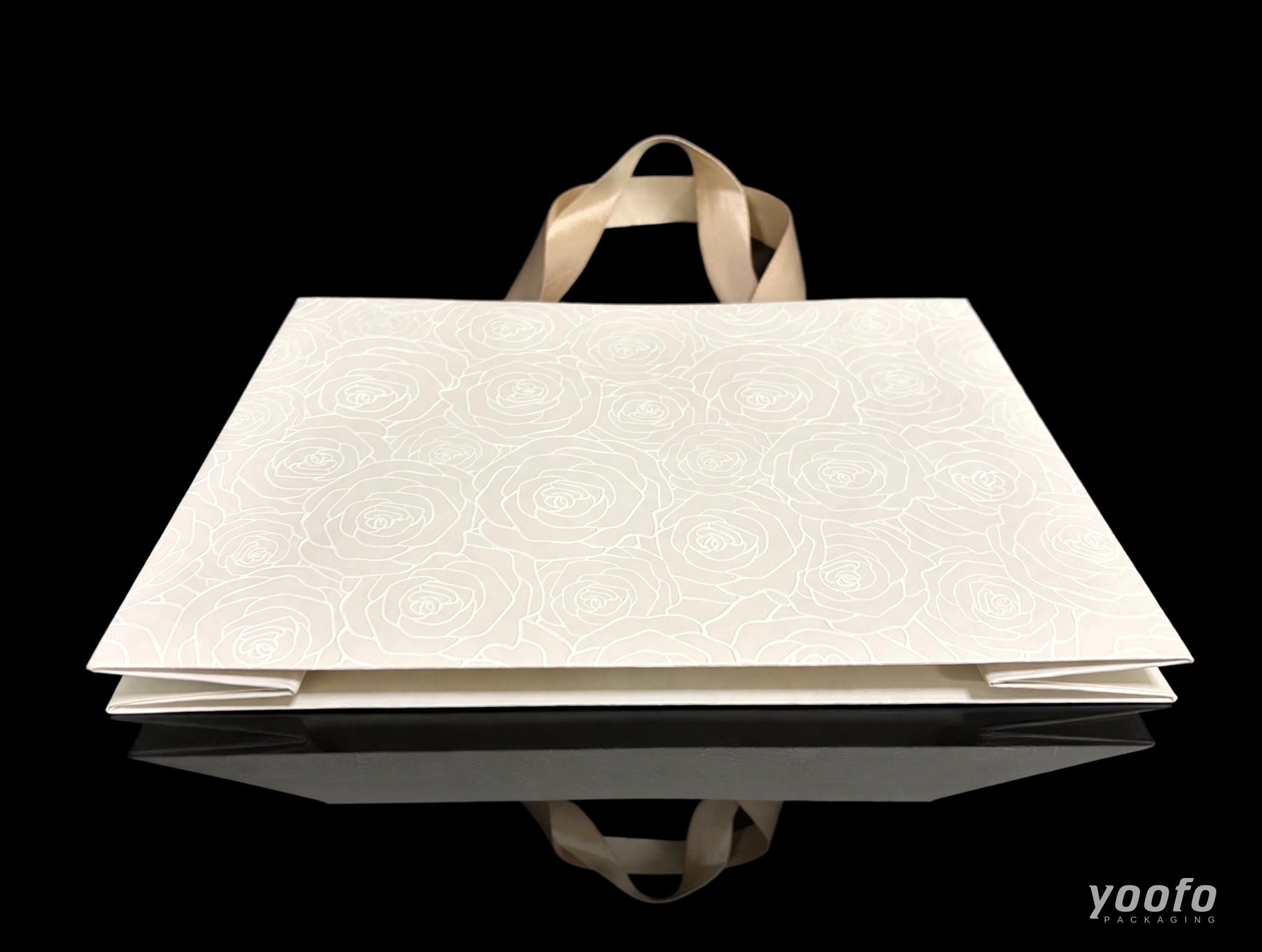 Rose Embossed Waistline-Free Paper Shopping Bag - 3