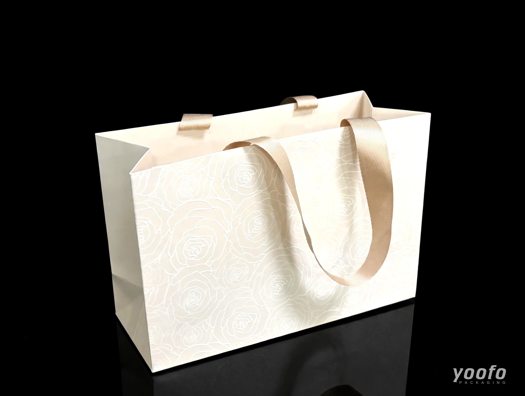 Rose Embossed Waistline-Free Paper Shopping Bag - 6