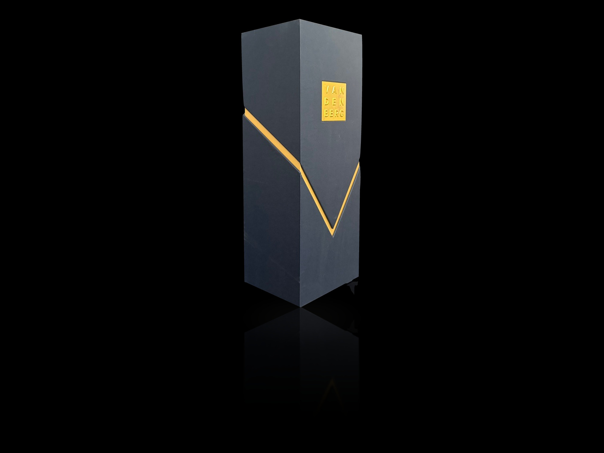 علبة نبيذ صلبة كحلية بملصق ذهبي &middot; علبة نبيذ &middot; Yoofo Packaging (2)