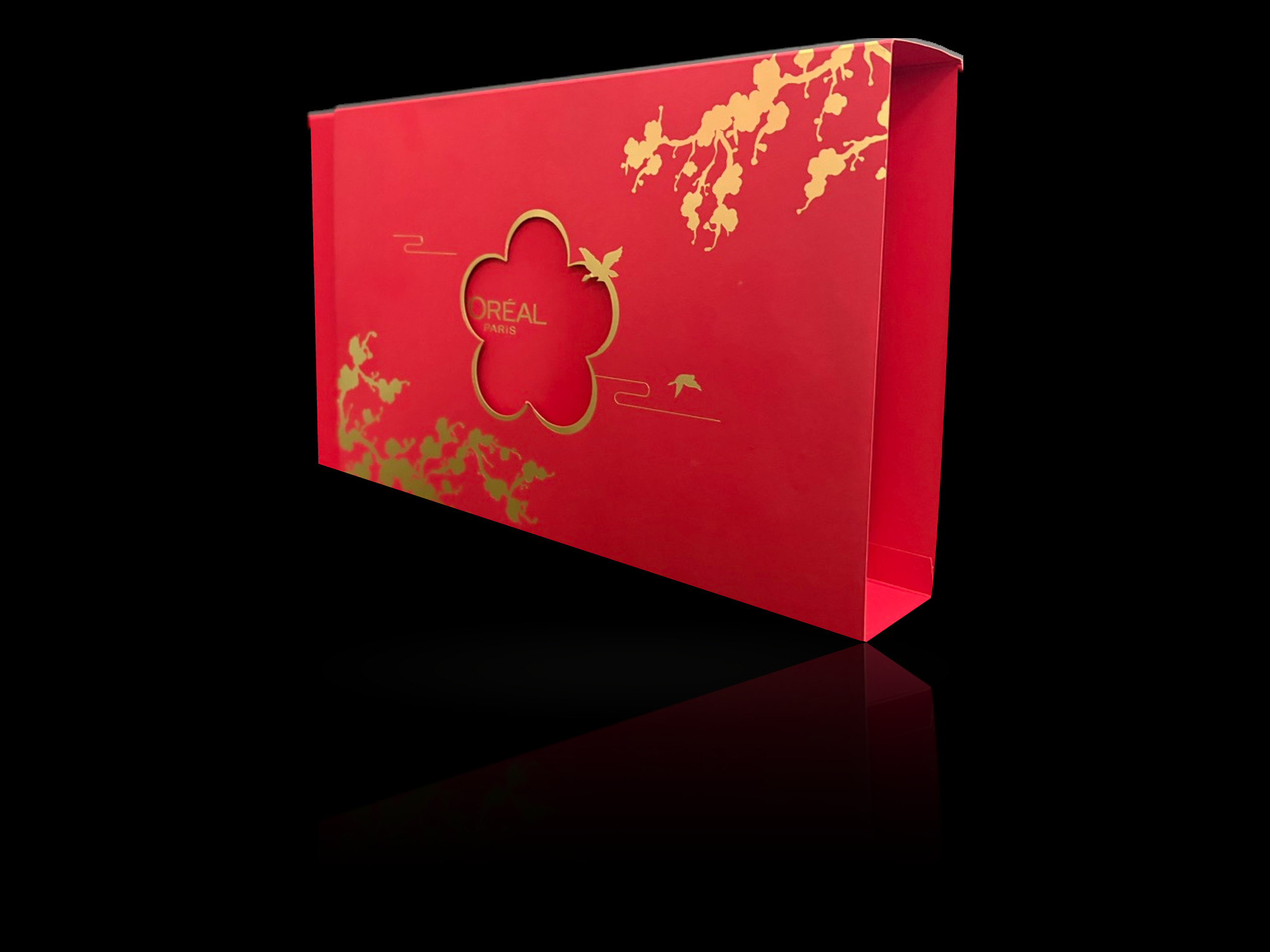 红色金梅花镂空窗美妆礼盒 &middot; 化妆品包装 &middot; Yoofo Packaging (2)