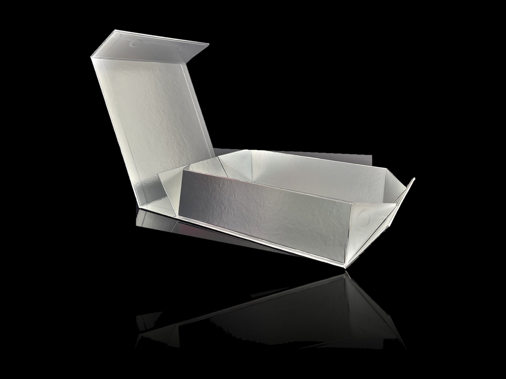 Caja de regalo r&iacute;gida plegable magn&eacute;tica plateada &middot; Caja de regalo de lujo &middot; Yoofo Packaging (4)