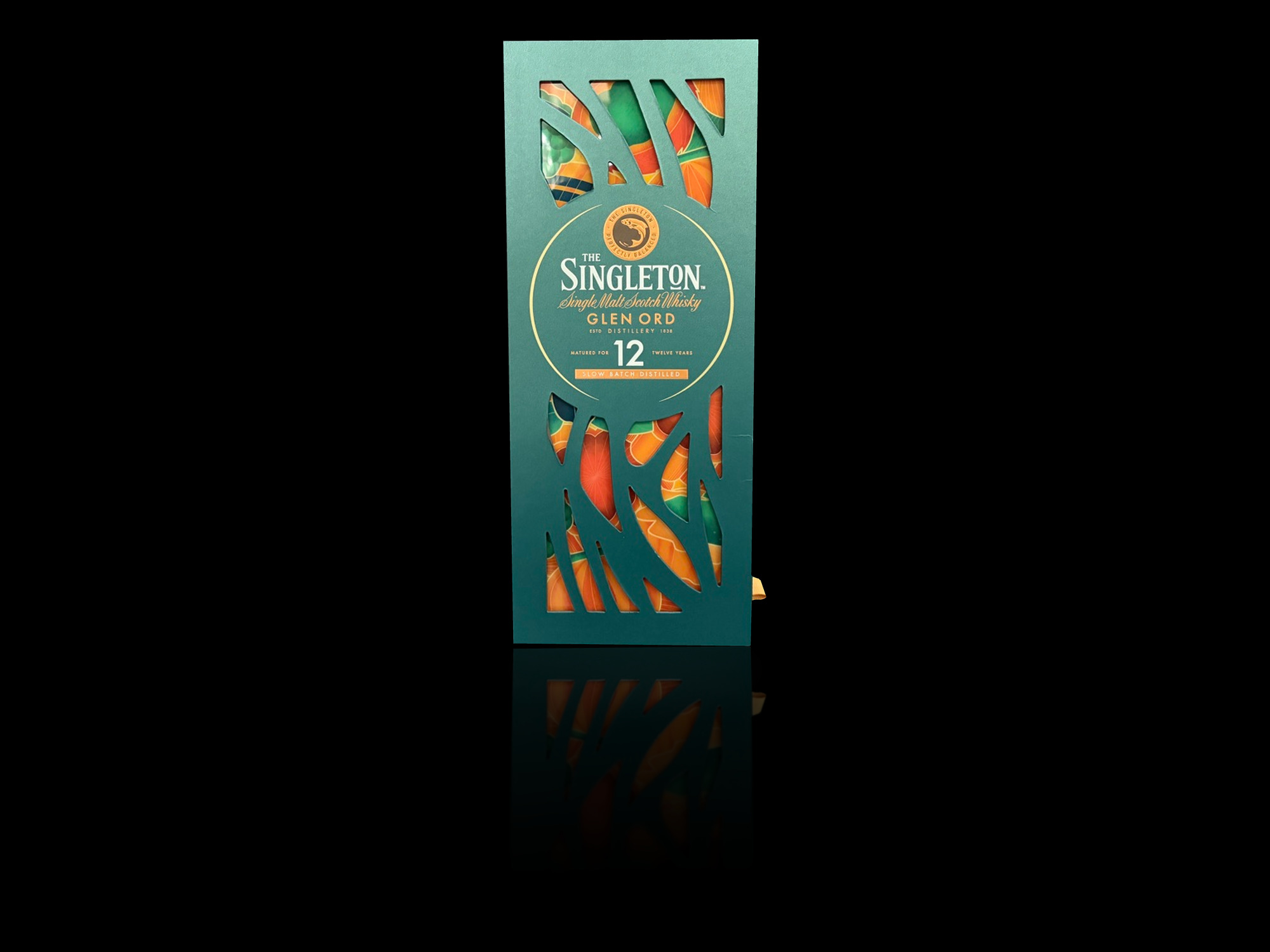 علبة ويسكي خضراء مزرقة بنافذة مقصوصة وداخل مصوّر &middot; علبة نبيذ &middot; Yoofo Packaging