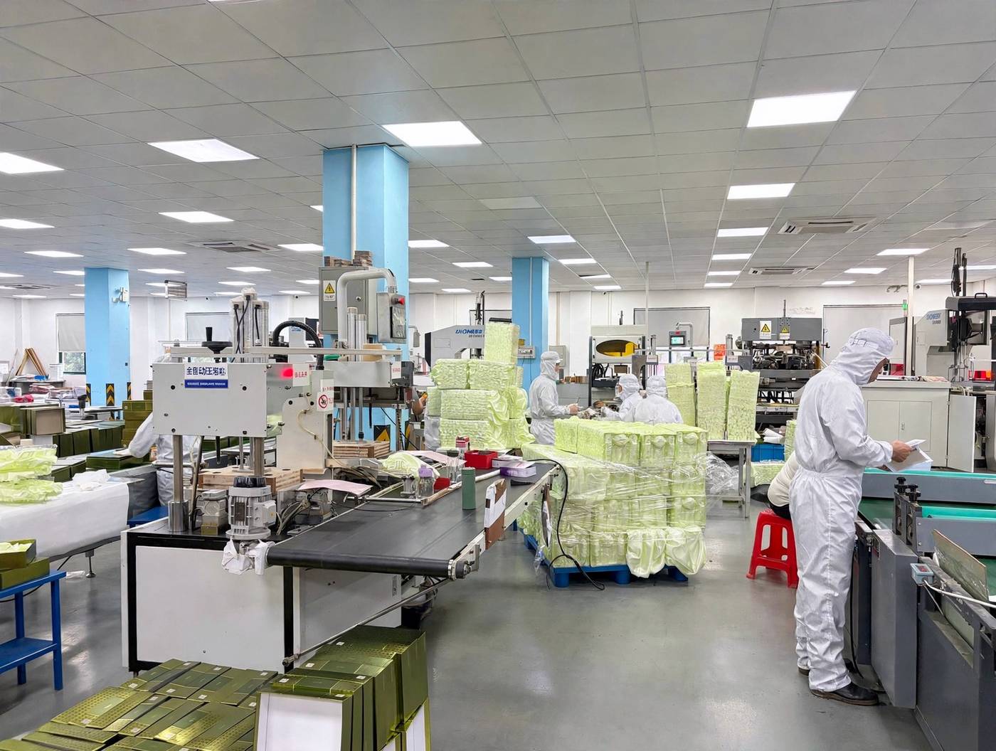 Rigid gift box production lines inside the Yoofo Packaging factory in Qingpu, Shanghai